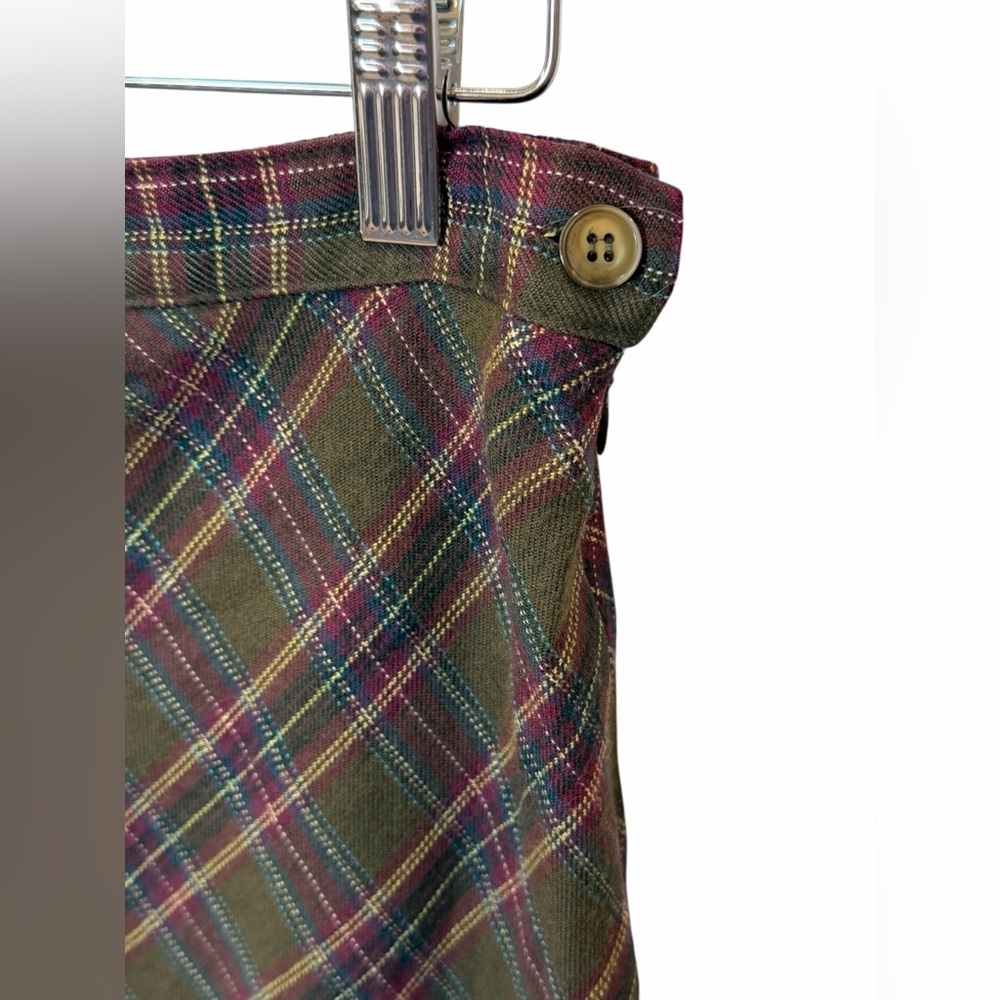 Vintage Sag Harbor Plaid Bias Cut Midi Skirt // Earthy Academia Grunge Vibe 12 - Picture 6 of 10